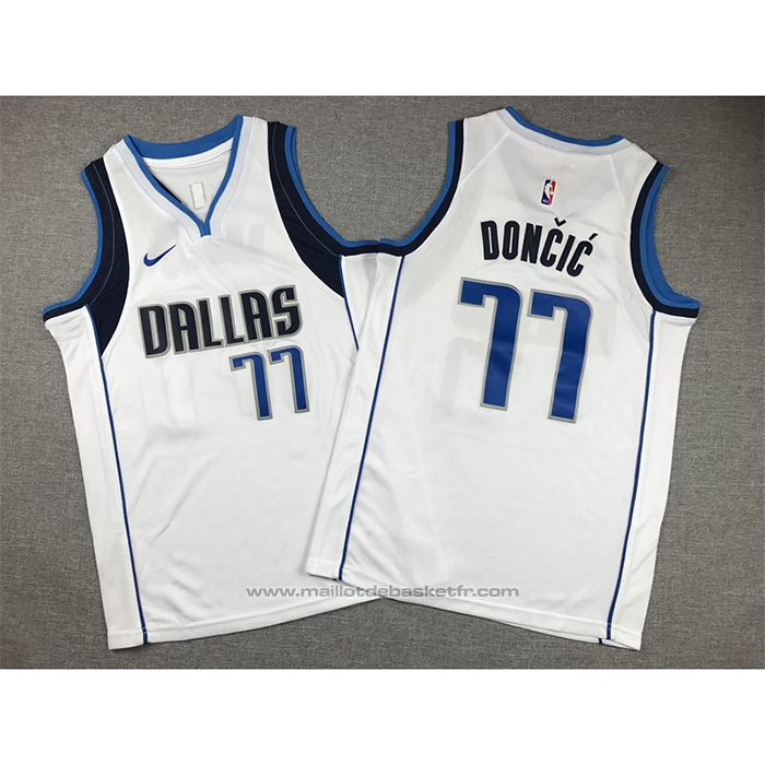 Maillot Enfant Dallas Mavericks Luka Doncic #77 Association 2021 Blanc
